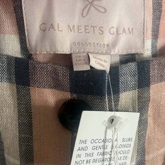 NWT Gal Meets Glam Peyton Checkered Button Front Linen Blend Dress - Picture 9 of 11